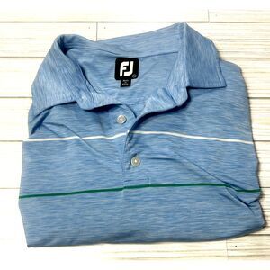 Footjoy Shirt Mens XL Short Sleeve Golf Polo‎ Stretch Lightweight Blue stripes